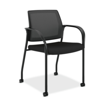 HON Ignition 2.0 Ilira-Stretch Mesh Back Mobile Stacking Chair, Black Fabric