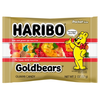 Haribo Gold-Bears Gummi Candy, Snack Pack, 2 oz, 64/Case