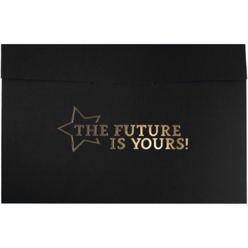 JAM Paper LuxPaper Future Is Yours Certificate Holders, 100 lb, 6-1/2&quot; x 9-1/2&quot;, Gold Foil, Black Linen, 250/Carton