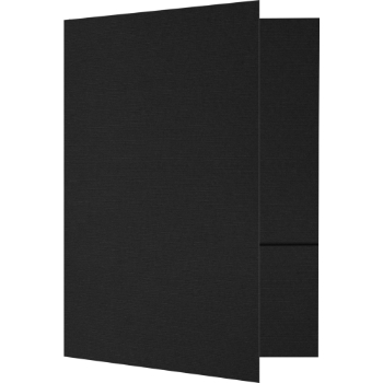 JAM Paper Small Presentation Folders, 100 lb, 6&quot; x 9&quot;, Black Linen, 50/Carton