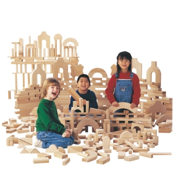 Jonti-Craft Wooden Individual Unit Blocks Set , 14 Shapes, 45 Pieces