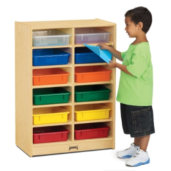 Jonti-Craft Wooden Mobile Storage with 12 Colored Paper-Trays, 24.5&quot; W x 35.5&quot; H x 15&quot; D, 76 lbs