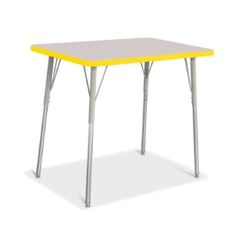 Jonti-Craft Rectangle Activity Table, A-Height, 36&quot; W x 24-31&quot; H x 24&quot; D, Freckled Gray/Yellow/Gray