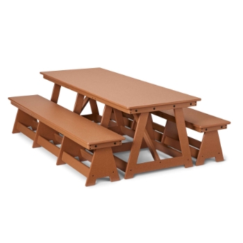 Jonti-Craft EverPlay Large Outdoor Table and Bench Set, 60&quot; W x 23&quot; D, Brown