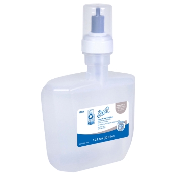 Scott Essential Alcohol Free Foam Hand Sanitizer, Clear, Unscented, 1.2 L Bottle, 2 Bottles/Carton