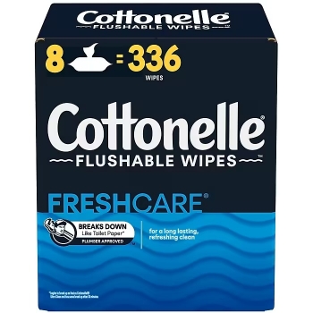 Cottonelle Fresh Care Flushable Wet Wipes, White, 42 Wipes/Pack, 8 Packs/Carton