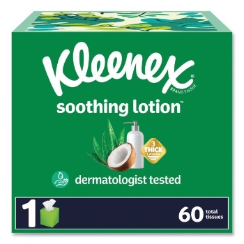 Kleenex Lotion Facial Tissue with Coconut Oil, Cube Box, 3-Ply, White, 27 Boxes Of 60 Tissues, 1,620 Tissues/Carton