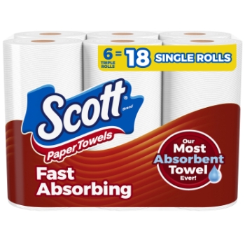 Scott Choose-A-Sheet Triple Roll Paper Towels, 2-Ply, White, 150 Sheets/Roll, 6 Rolls/Pack, 4 Packs/Carton