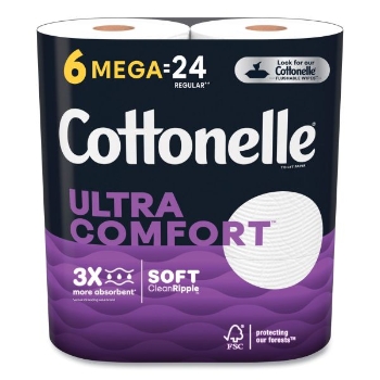 Cottonelle Ultra Comfort Toilet Paper, 2-Ply, White, 244 Sheets/Roll, 6 Rolls/Pack, 6 Packs/Carton