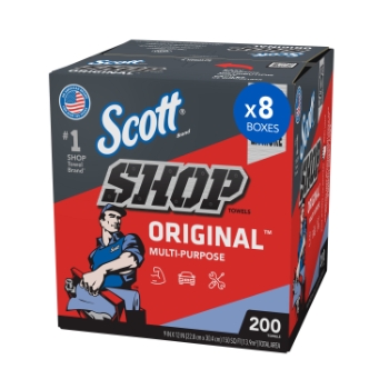Scott Shop Towels Original, Pop Up Box, 9&quot; x 12&quot; Sheets, Blue, 200 Towels/Box, 8 Boxes/Carton