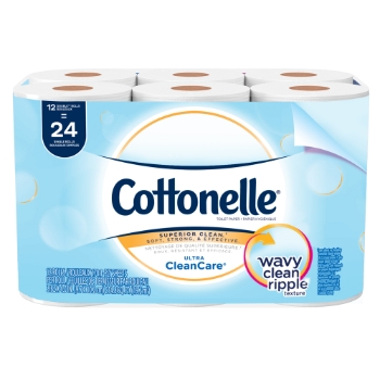 Cottonelle Ultra Clean Care Standard Roll Toilet Paper, 1-Ply, White, 170 Sheets/Roll, 12 Rolls/Pack