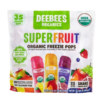 DeeBee&#39;s Organics SuperFruit Freezie Popsicle Variety Pack, 1.35 oz, 35/Pack