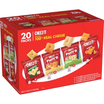Cheez-It Baked Snack Cheese Crackers, Variety Pack, 17.72 oz, 20 Pouches/Box