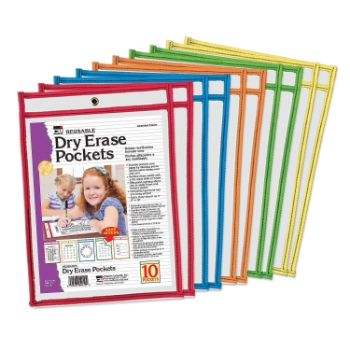Charles Leonard, Inc. Reusable Dry Erase Pockets, 10 Pockets/Set