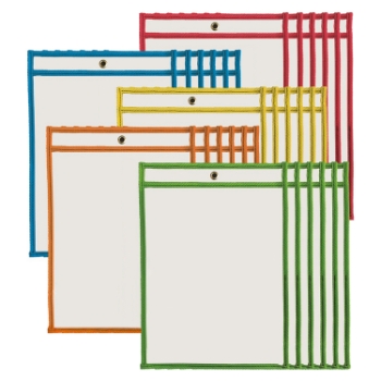 Charles Leonard, Inc. Dry Erase Pockets, 9&quot; x 12&quot;, Assorted Colors, 30 Pockets/Pack