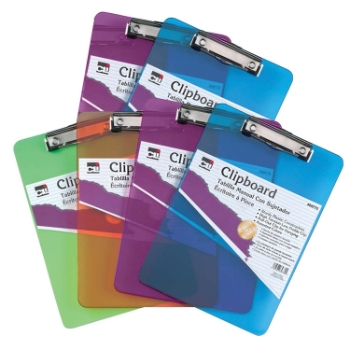 Charles Leonard, Inc. Plastic Clipboard, Letter, Assorted Colors, 6/Pack