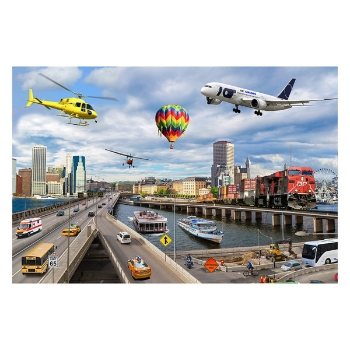 Mojo Education On-the-Go Transportation Jumbo Photographic Floor Puzzle, Ages 3 and Up, 48 Pieces