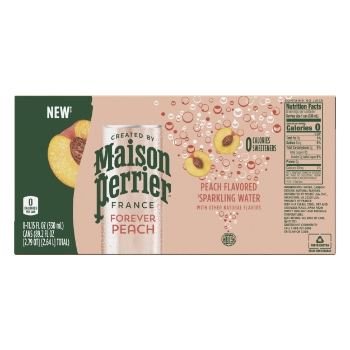 Maison Perrier Sparkling Water Cans, Peach 330 mL, 8/Pack, 3 Packs/Case