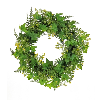 National Tree Company 24&quot; Artificial Spring Wreath with Mixed Ivy &amp; Fern, Seed Pods