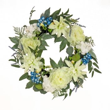 National Tree Company 24&quot; Artificial Spring Wreath with Dahlia &amp; Peonies, Hydrangeas