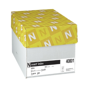 Neenah Paper Exact Smooth Index Paper, 140 lb, 8.5&quot; x 11&quot;, White, 2000 Sheets/Carton