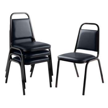  9100 Series Vinyl Upholstered Stack Chair, Midnight Blue Seat, Black Sandtex Frame, 4 Chairs/Pack