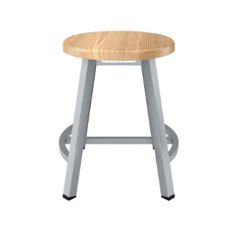 National Public Seating 18&quot; Titan Stool, Solid Wood Seat, Grey Frame