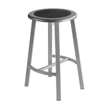 National Public Seating 24&quot; Titan Stool, Black Steel Seat, Grey Frame