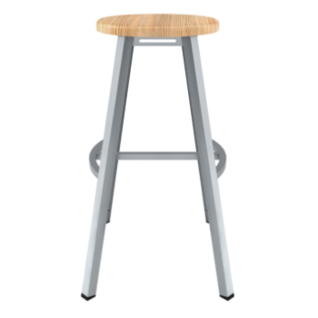 National Public Seating 30&quot; Titan Stool, Solid Wood Seat, Grey Frame