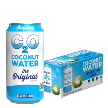 C2O Coconut Water, 100% Pure, 3 Cans/Pack, 8 Packs/Case