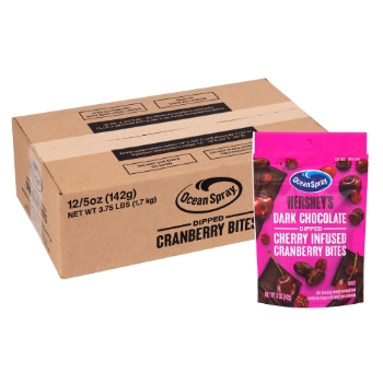 Hershey&#39;s Dark Chocolate Dipped Cherry Infused Cranberry Bites, 5.0 oz/Bag, 12 Bags/Pack