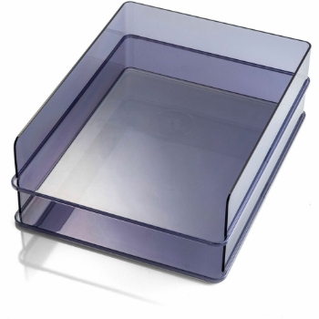 Officemate Stackable Letter Trays, 12.8&quot; W x 2.8&quot; H x 10.2&quot; D, Translucent Gray, 2 Pack