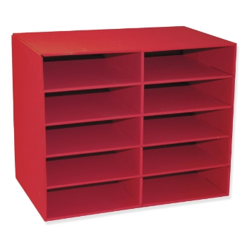 Classroom Keepers 10-Shelf Organizer, 17&quot;H x 21&quot;W x 12-7/8&quot;D, Red