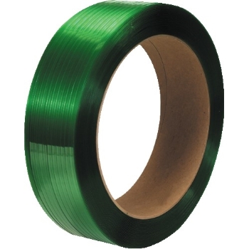 W.B. Mason Co. Polyester Strapping, Smooth, 16 in x 6 in Core, 1/2 in x .020 in x 7,200 ft, Green, 1/Case