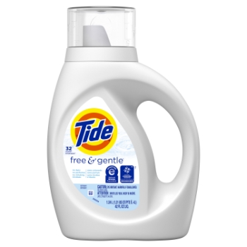 Tide Free &amp; Gentle Liquid Laundry Detergent, 32 Loads, 42 fl oz, 6/Carton