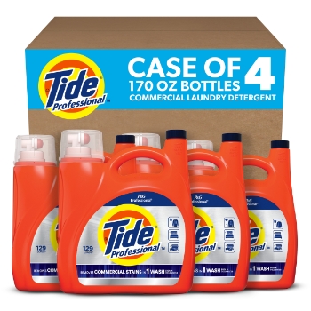 Tide Professional Commercial Liquid Laundry Detergent, 170 fl oz, 129 Loads, 4/Carton