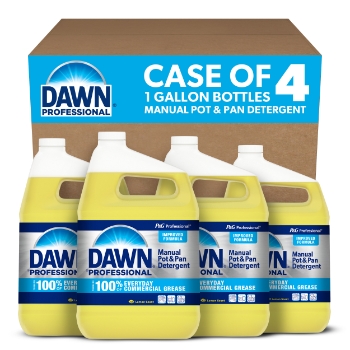 Dawn Professional Manual Pot and Pan Detergent Dish Soap, Liquid Concentrate, 1 Gallon, Lemon Scent, 4/Carton