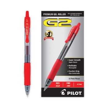 Pilot G2 Premium Retractable Gel Ink Pen, Refillable, Red Ink, .7mm, DZ