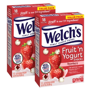 Welch&#39;s Fruit &#39;n Yogurt Snacks, 0.7 oz, 18 Pouches/Box, 2 Boxes/Pack