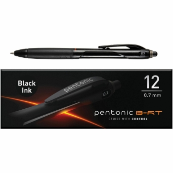 TOPS Pentonic Retractable Ballpoint Pens, 0.7 mm Tip, Black, 12 Pens