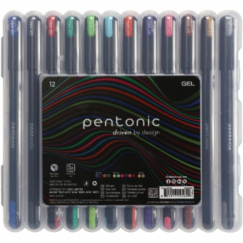 TOPS Pentonic Gel Pens, Assorted Colors, 12 Pens