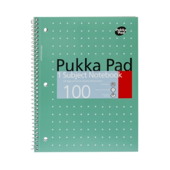 Pukka Pads 1 Subject Notebook, 8&quot; x 10.5&quot;, Ruled, 100 Sheets, Metallic Green, 3/Pack