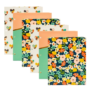 Pukka Pads Two-Pocket Portfolio Folder, Assorted Colors, 6/Pack