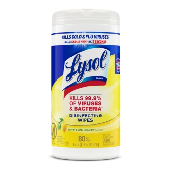 Lysol Disinfecting Wipes, Lemon &amp; Lime Blossom Scent, 80 Wipes/Canister