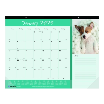 Blueline The Colorful Monthly Dog Desk Pad Calendar, 12 Month, 22&quot; x 17&quot;, January 2025 - December 2025