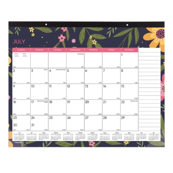 Rediform Blueline Academic Desk Pad Calendar, 18 Month, 22&quot; x 17&quot;, Blossom, Jul 2024 - Dec 2025