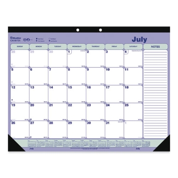 Blueline Academic Monthly Desk Pad Calendar, 12 Month, 21-3/4&quot; x 16&quot;, Jul 2024 - July 2025