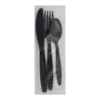 The Safety Zone Cutlery Kit of Knives, Forks, Spoons, Napkin, Salt, Pepper, Plastic, White, 250 Kits/Case