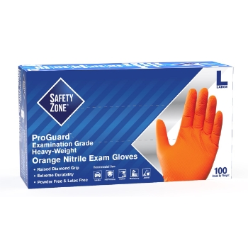 The Safety Zone Nitrile Medium Glove, Orange, 100 Gloves/Box