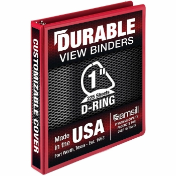 Samsill Durable Three-Ring View Binder, 1&quot; Rings, Polypropylene, Red